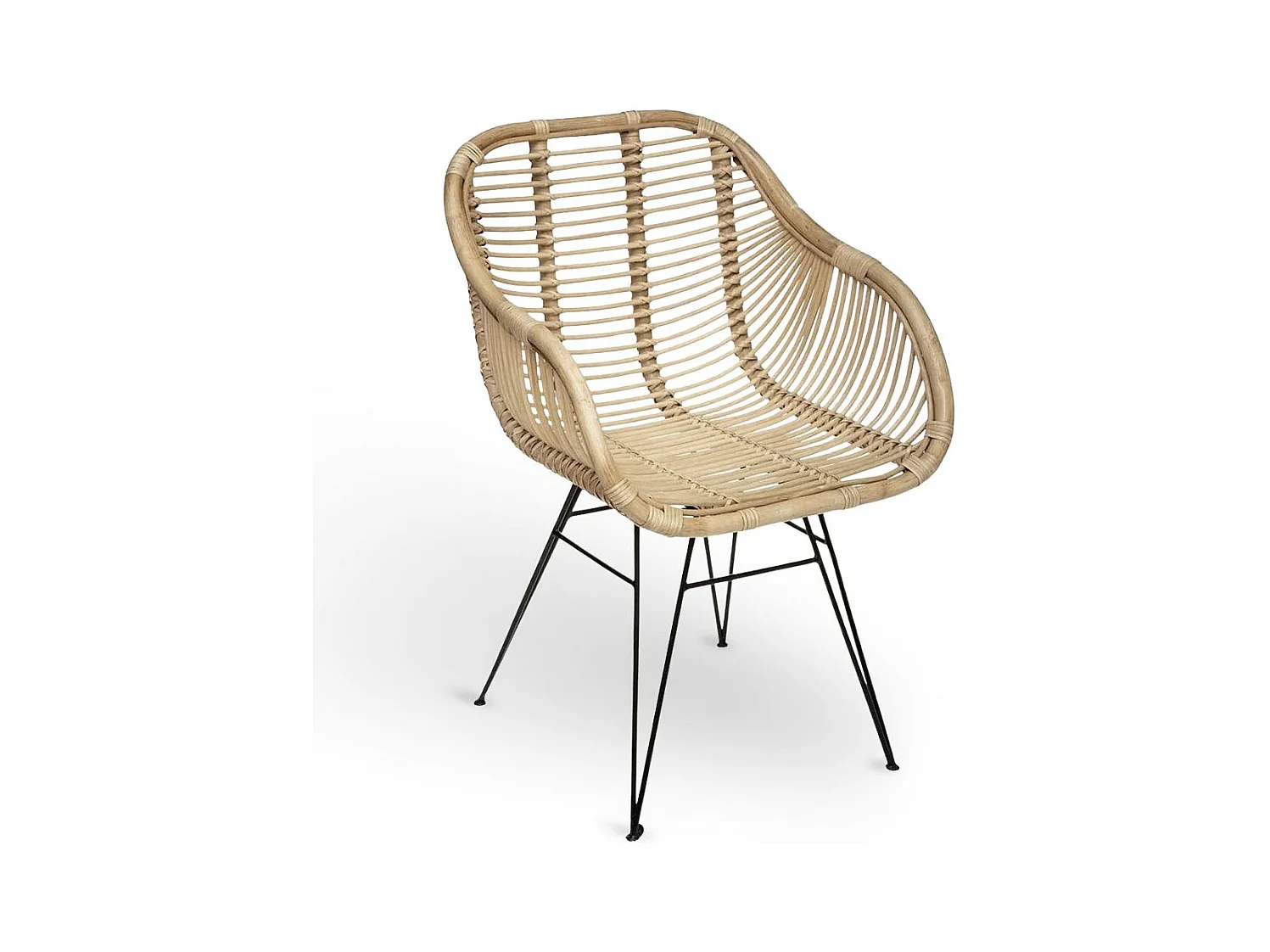 Chaise Desy en bois de bambou véritable avec pieds en fer peint