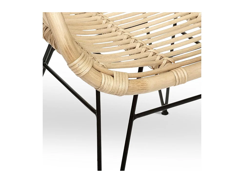 Chaise Desy en bois de bambou véritable avec pieds en fer peint