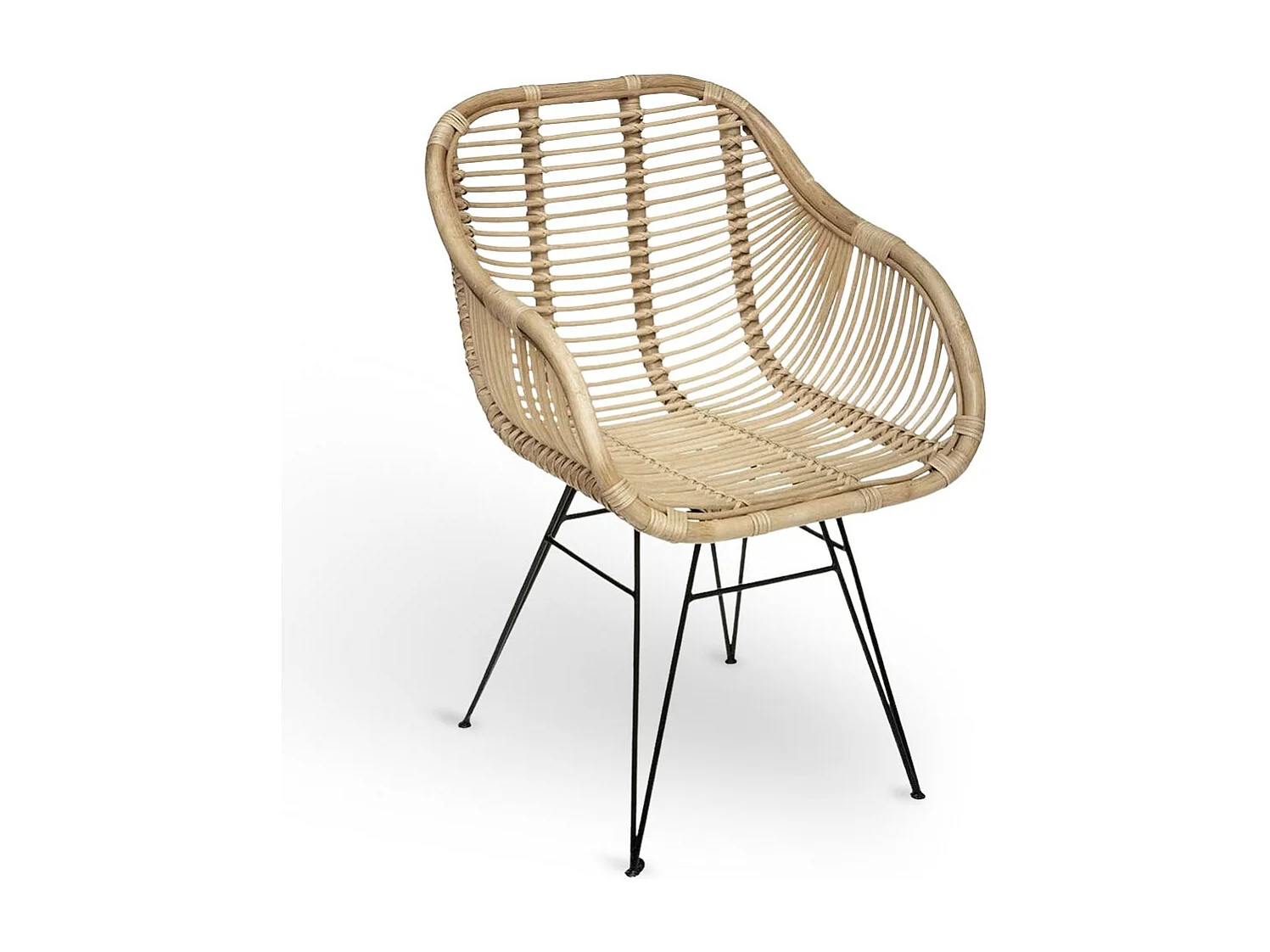 Chaise Desy en bois de bambou véritable avec pieds en fer peint