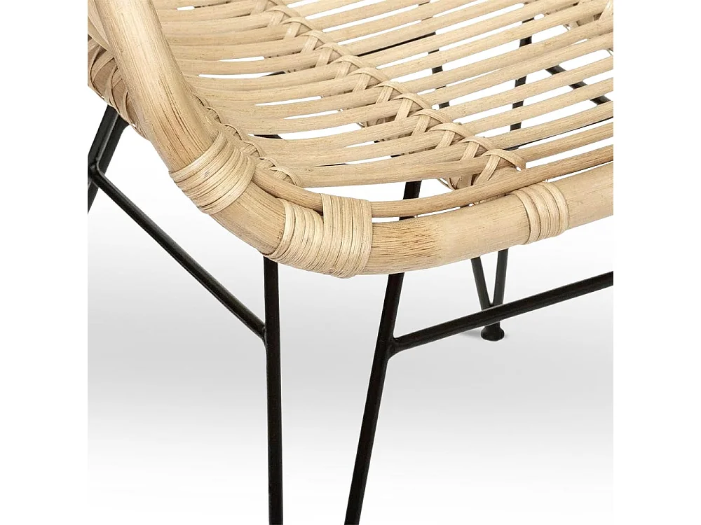 Chaise Desy en bois de bambou véritable avec pieds en fer peint