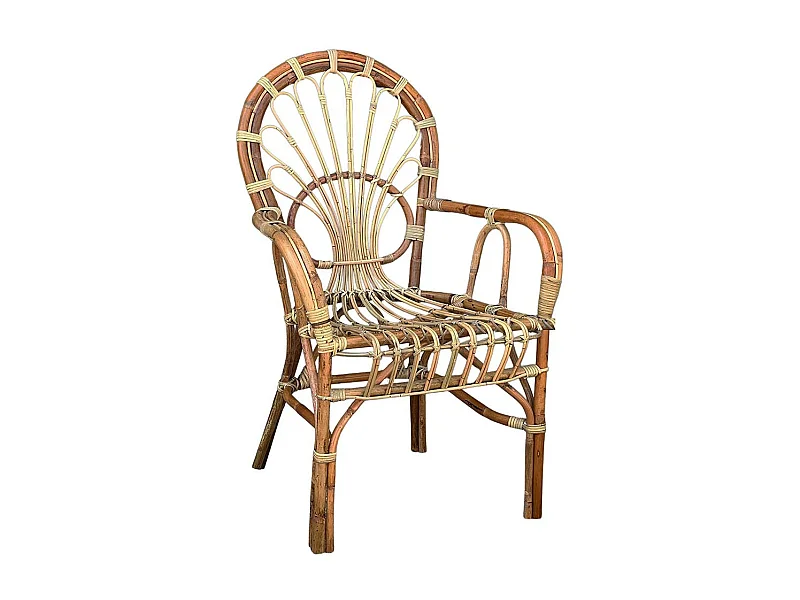 Sillón Big Sole Chair para adultos en bambú natural y ratán tejido