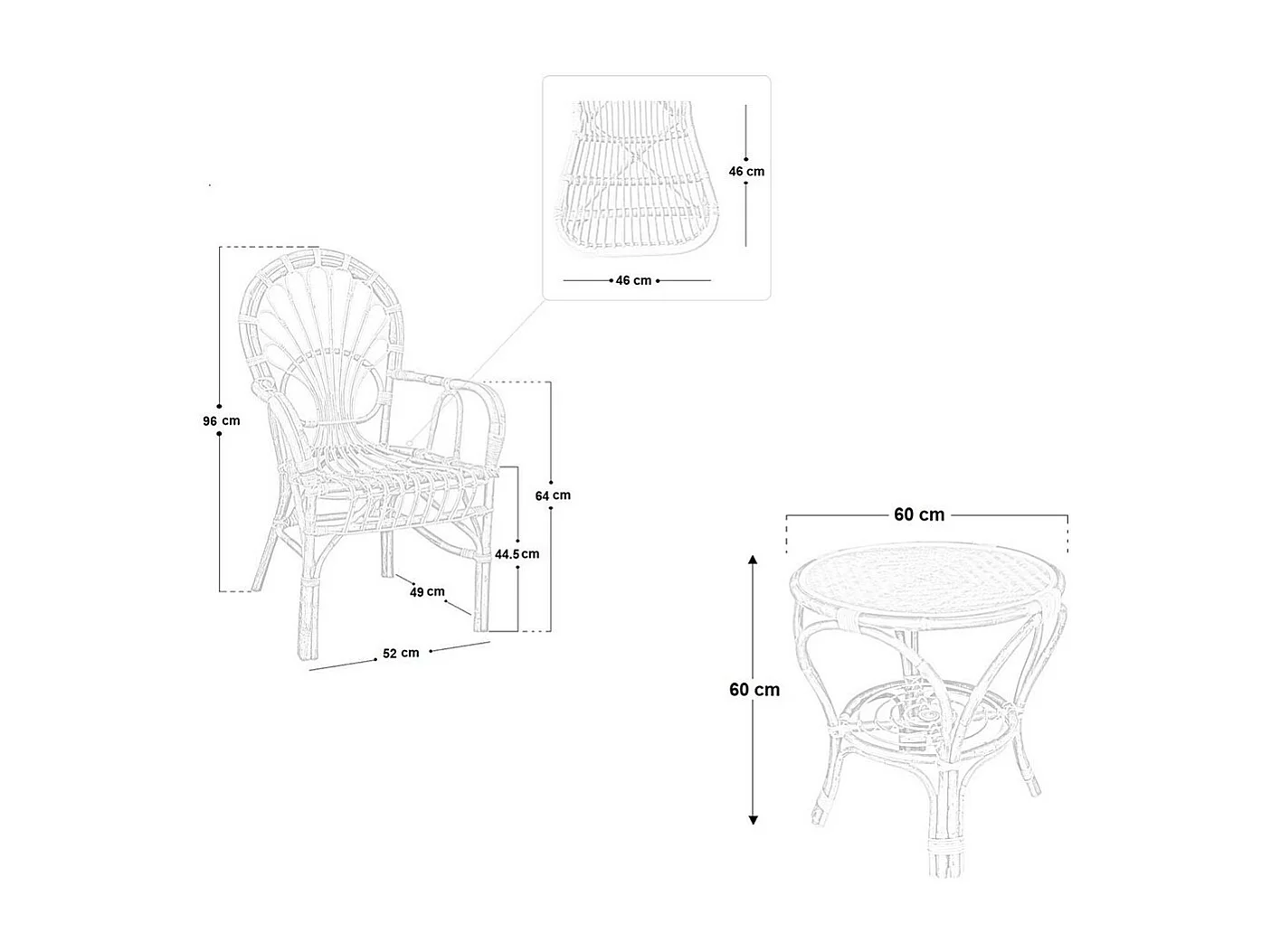 Fauteuil Big Sole Chair pour adulte en bambou naturel et rotin tressé