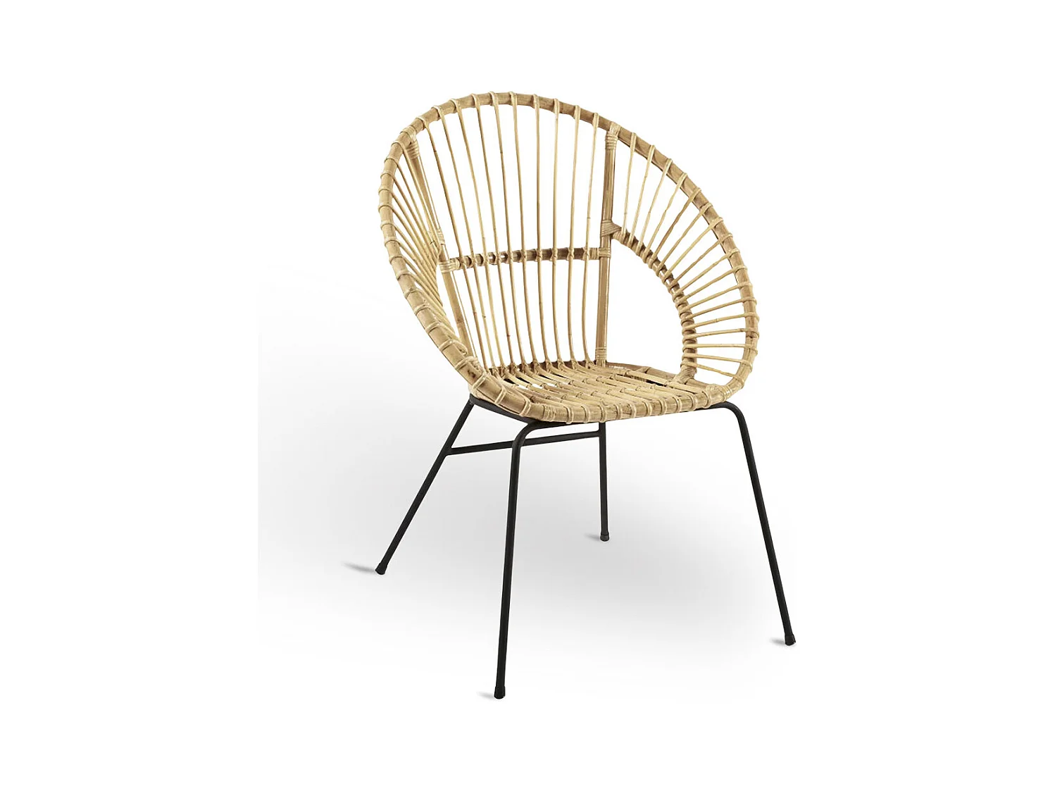 Fauteuil Féra en bois de bambou véritable avec pieds en fer peint
