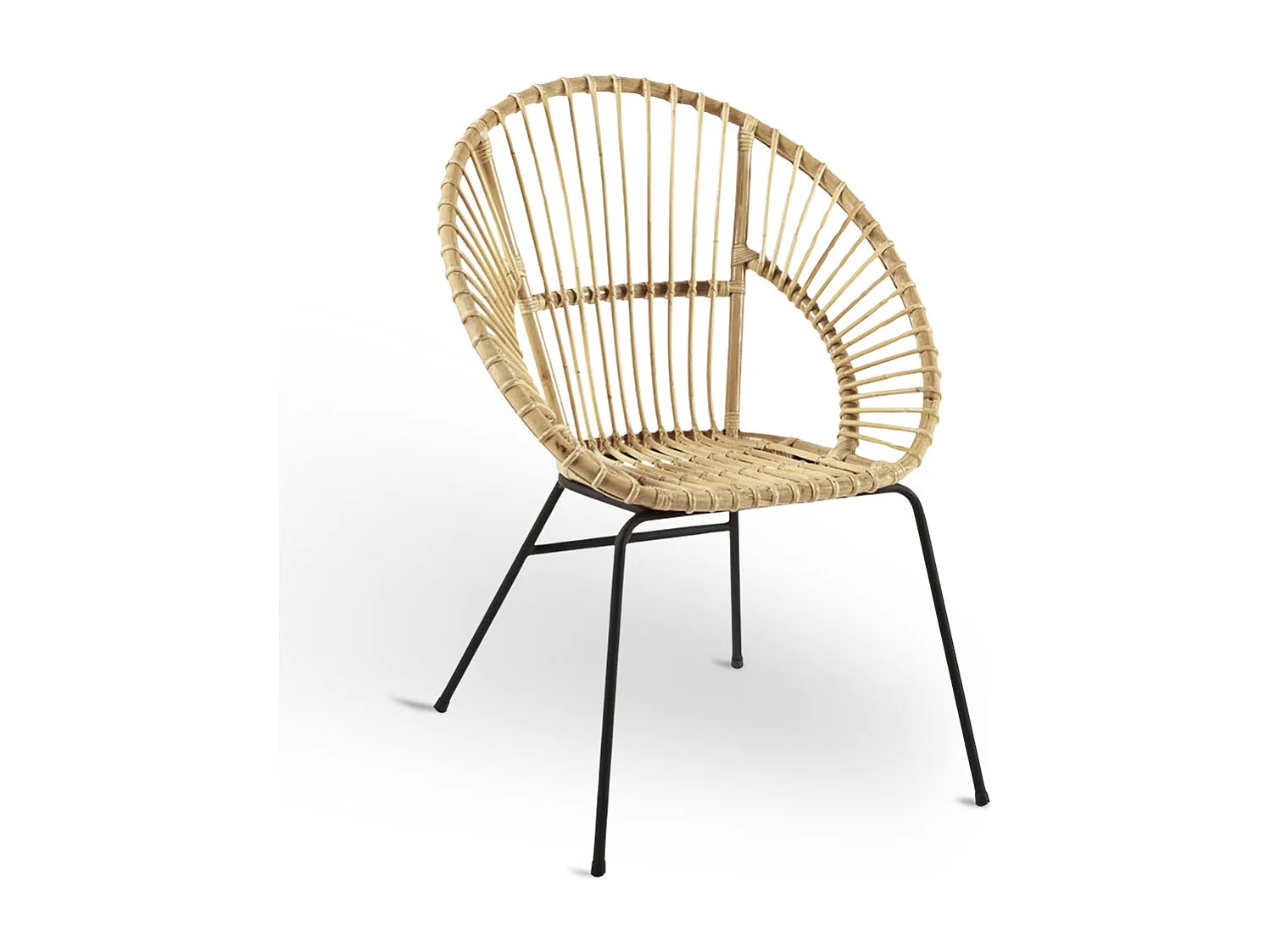 Fauteuil Féra en bois de bambou véritable avec pieds en fer peint