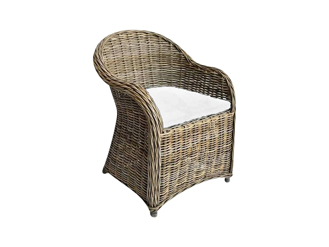 Fauteuil Roma en rotin tressé naturel gris avec coussin offert