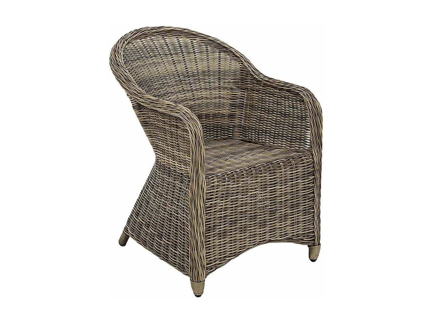 Fauteuil Roma en rotin tressé naturel gris avec coussin offert