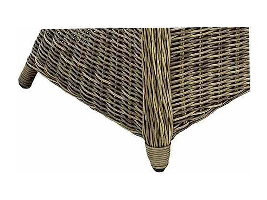 Fauteuil Roma en rotin tressé naturel gris avec coussin offert