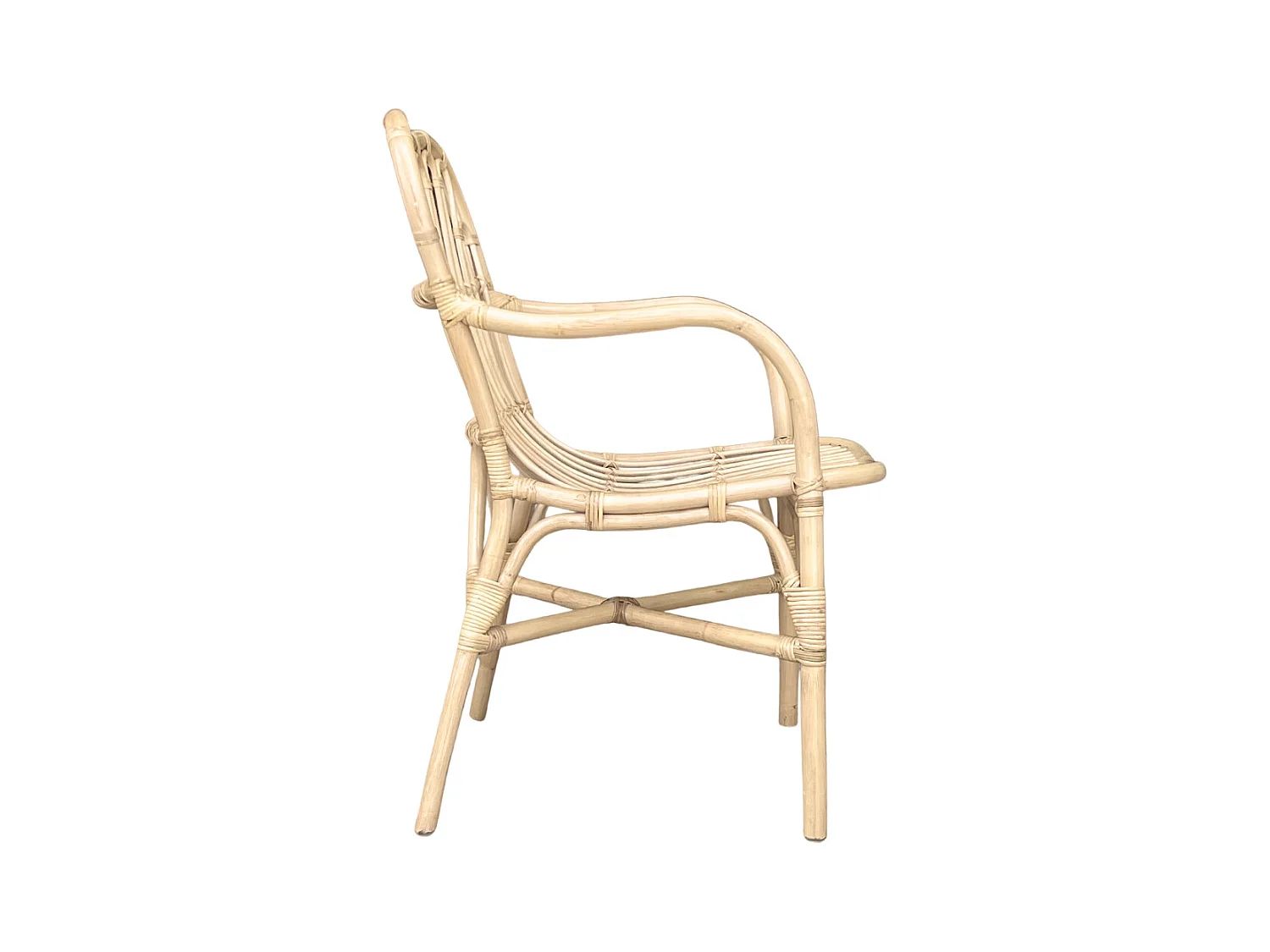 Salon Mandola en bois de bambou et paille de Vienne avec 2 fauteuils et 1 table basse