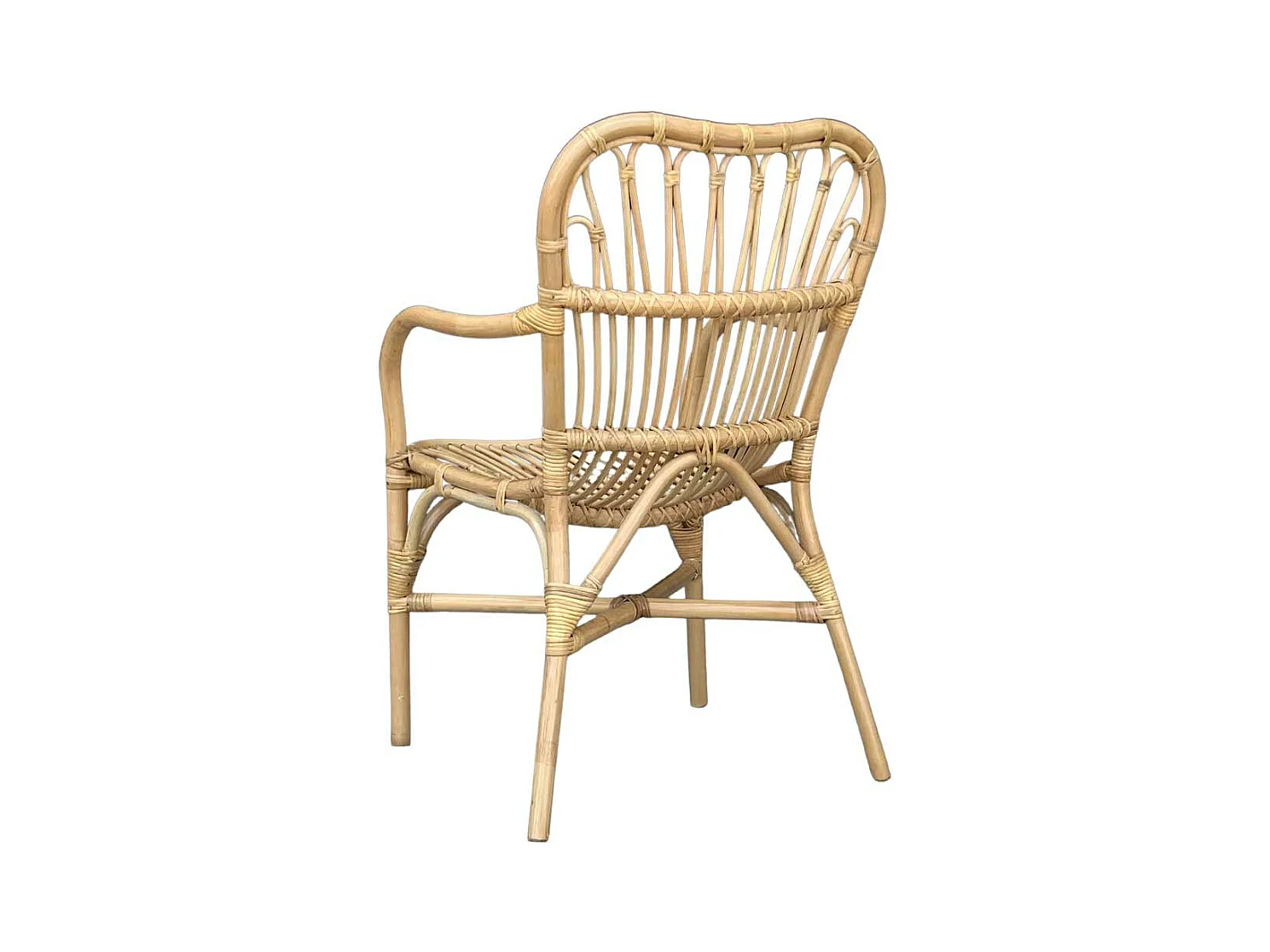 Salon Mandola en bois de bambou et paille de Vienne avec 2 fauteuils et 1 table basse