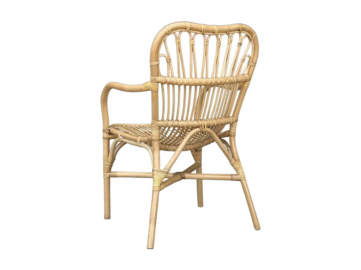 Salon Mandola en bois de bambou et paille de Vienne avec 2 fauteuils et 1 table basse