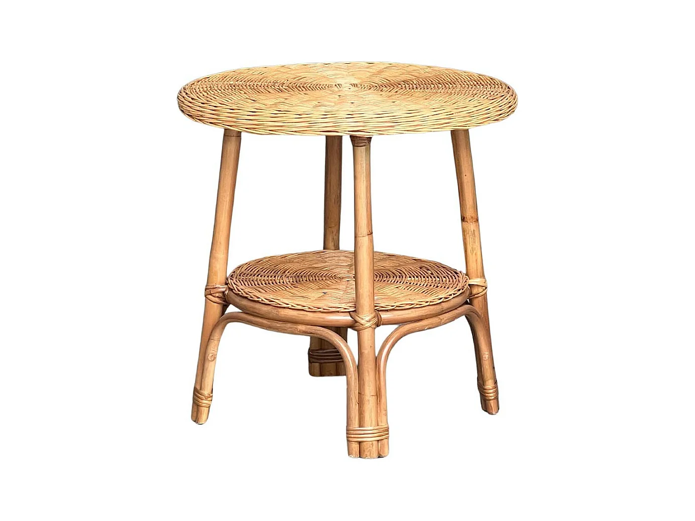 Salotto Mandolino in vimini naturale con 1 divanetto, 2 poltrone, 1 tavolino