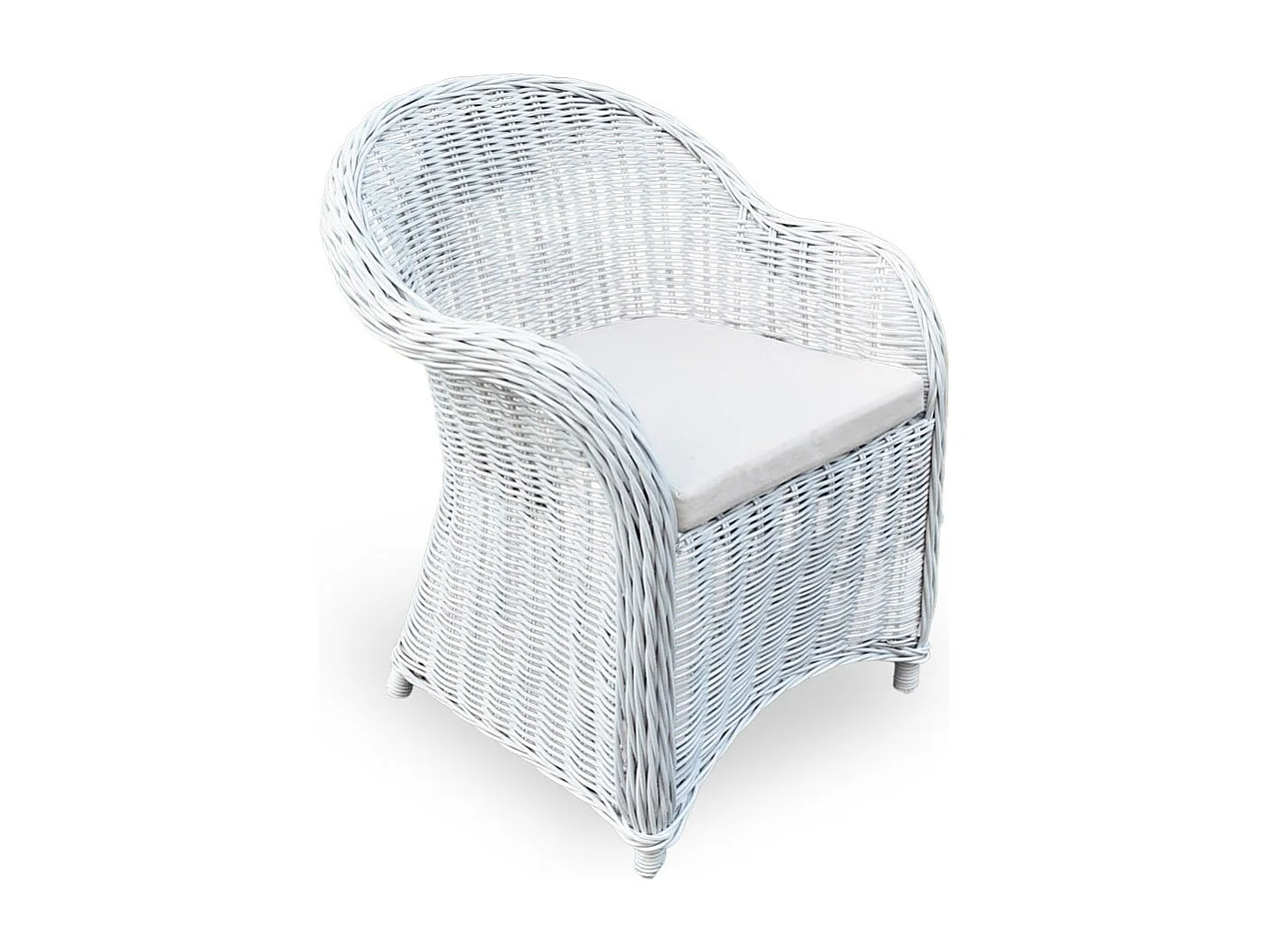 Salon Rome avec 1 canapé 2 fauteuils 1 table basse en rotin tressé blanc