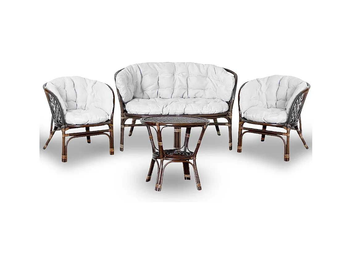 Salon de jardin en bambou marron Bahama avec coussins gratuits