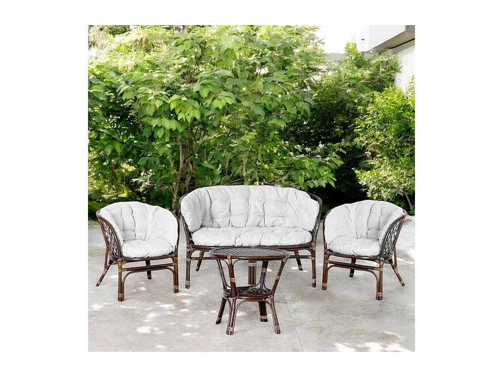 Salon de jardin en bambou marron Bahama avec coussins gratuits