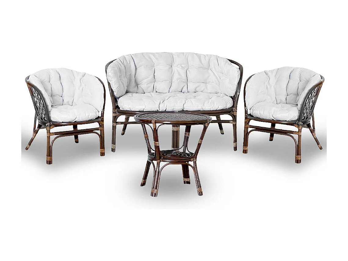 Salon de jardin en bambou marron Bahama avec coussins gratuits