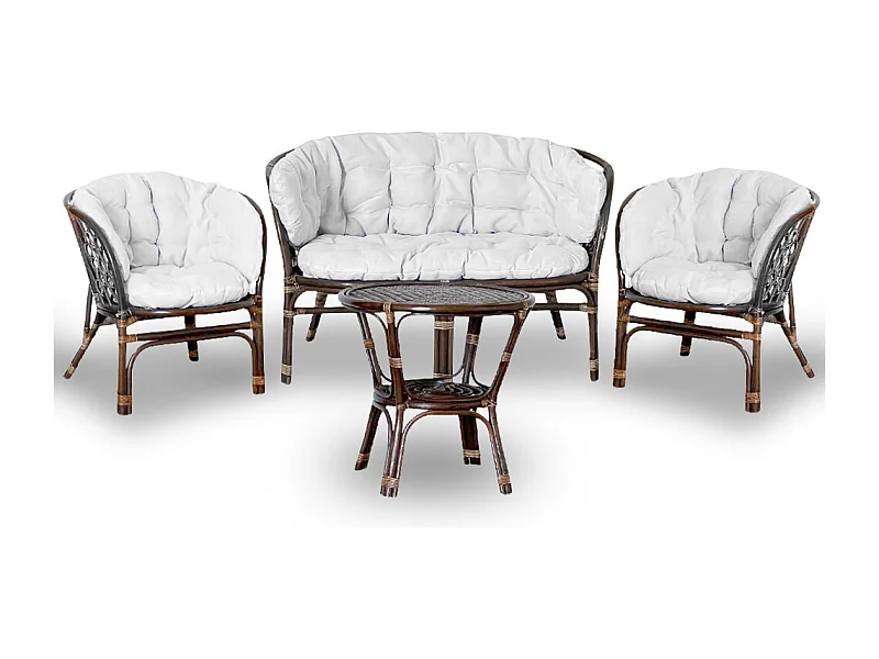 Salon de jardin en bambou marron Bahama avec coussins gratuits