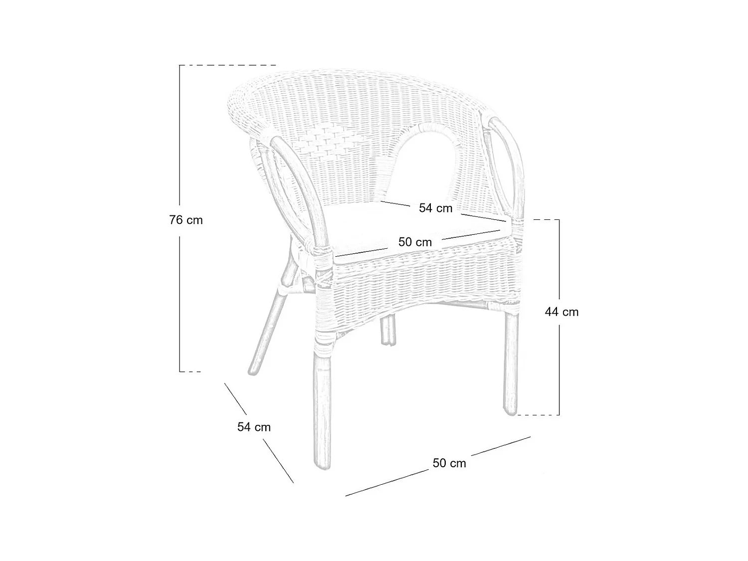 Salon Mandolino en osier de noyer avec 1 canapé, 2 fauteuils, 1 table basse