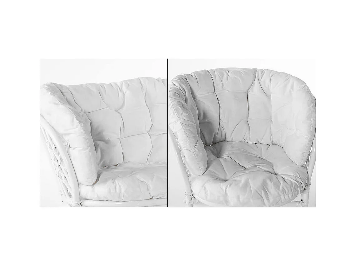 Salon de jardin en bambou Bahama avec coussins blancs