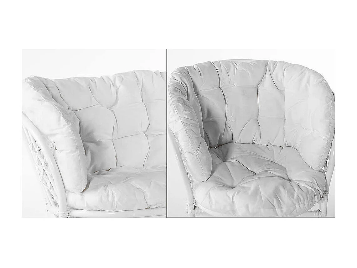 Salon de jardin en bambou Bahama avec coussins blancs