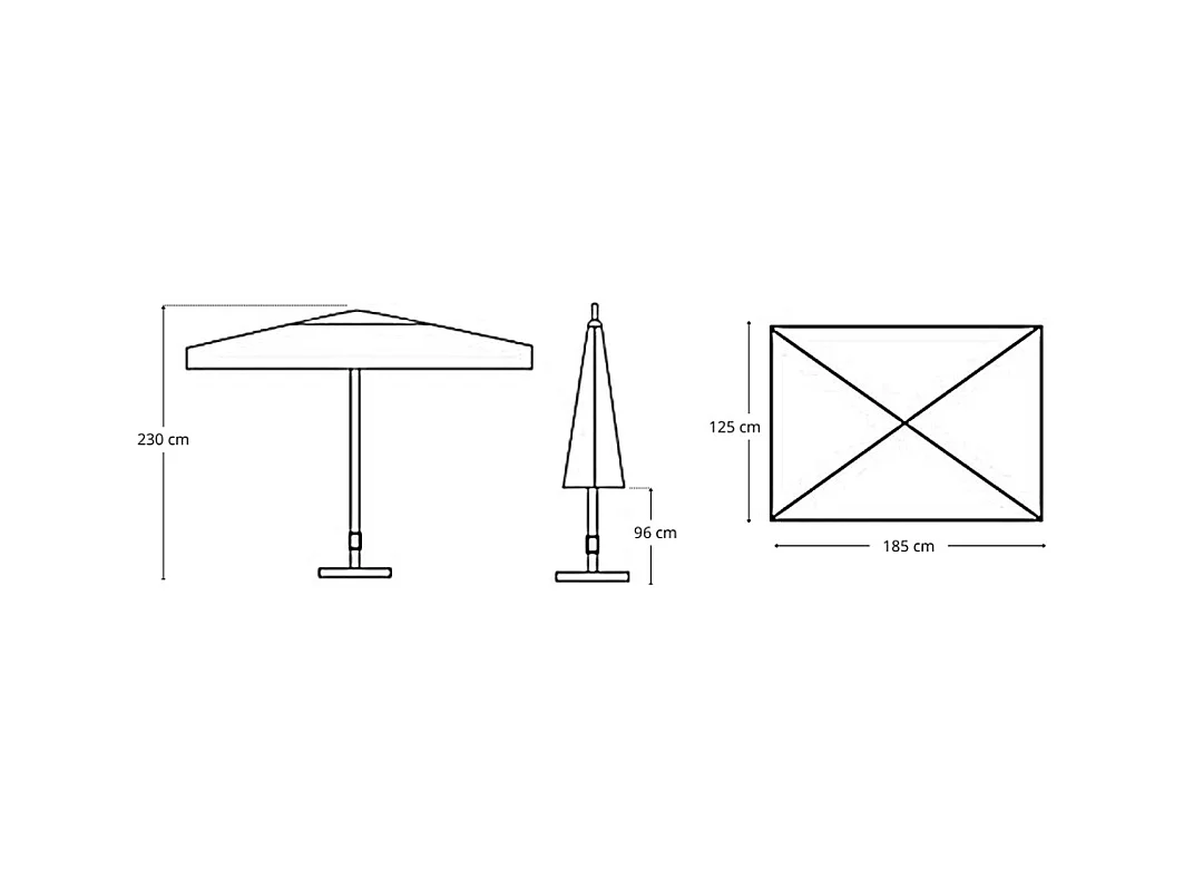 Ombrellone Maffei Art.113R ecru 185 x 125 x h 230 cm telaio in acciaio bianco