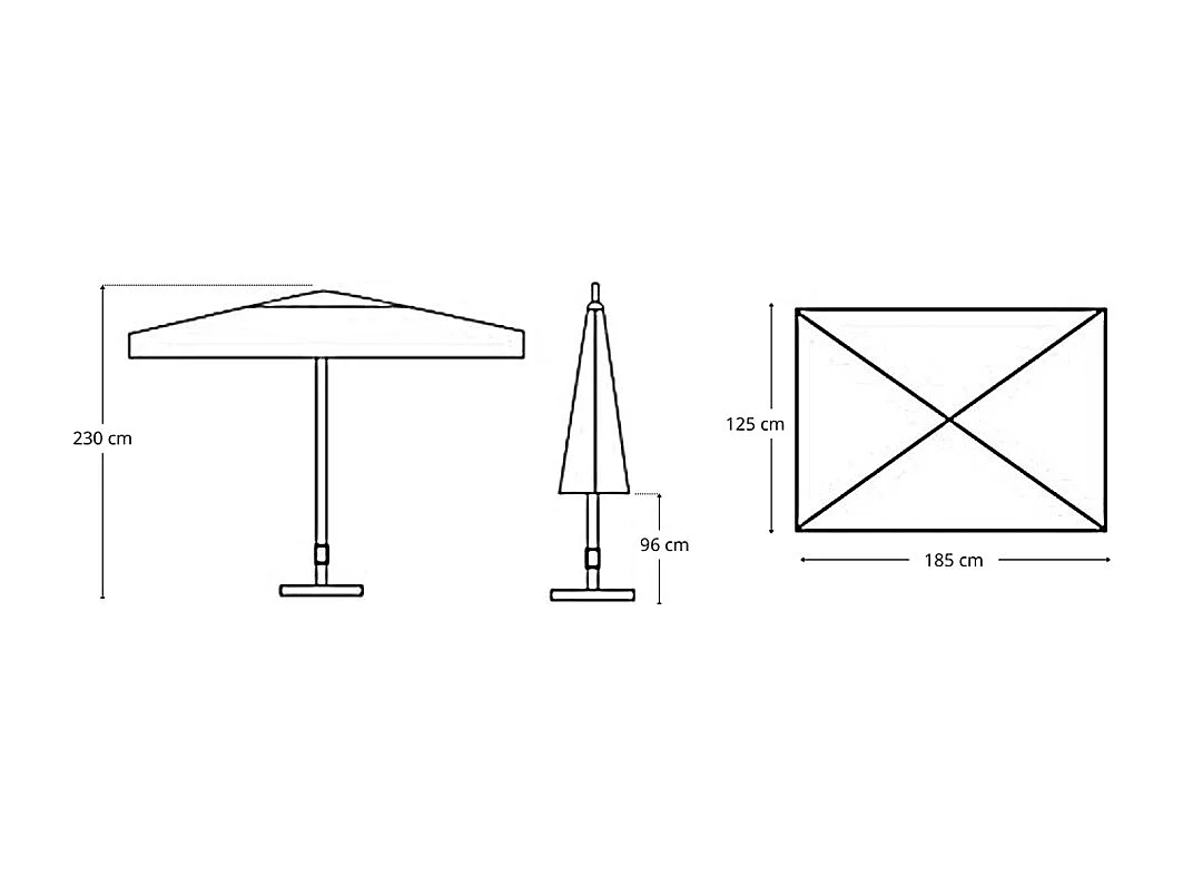 Ombrellone Maffei Art.113R ecru 185 x 125 x h 230 cm telaio in acciaio bianco