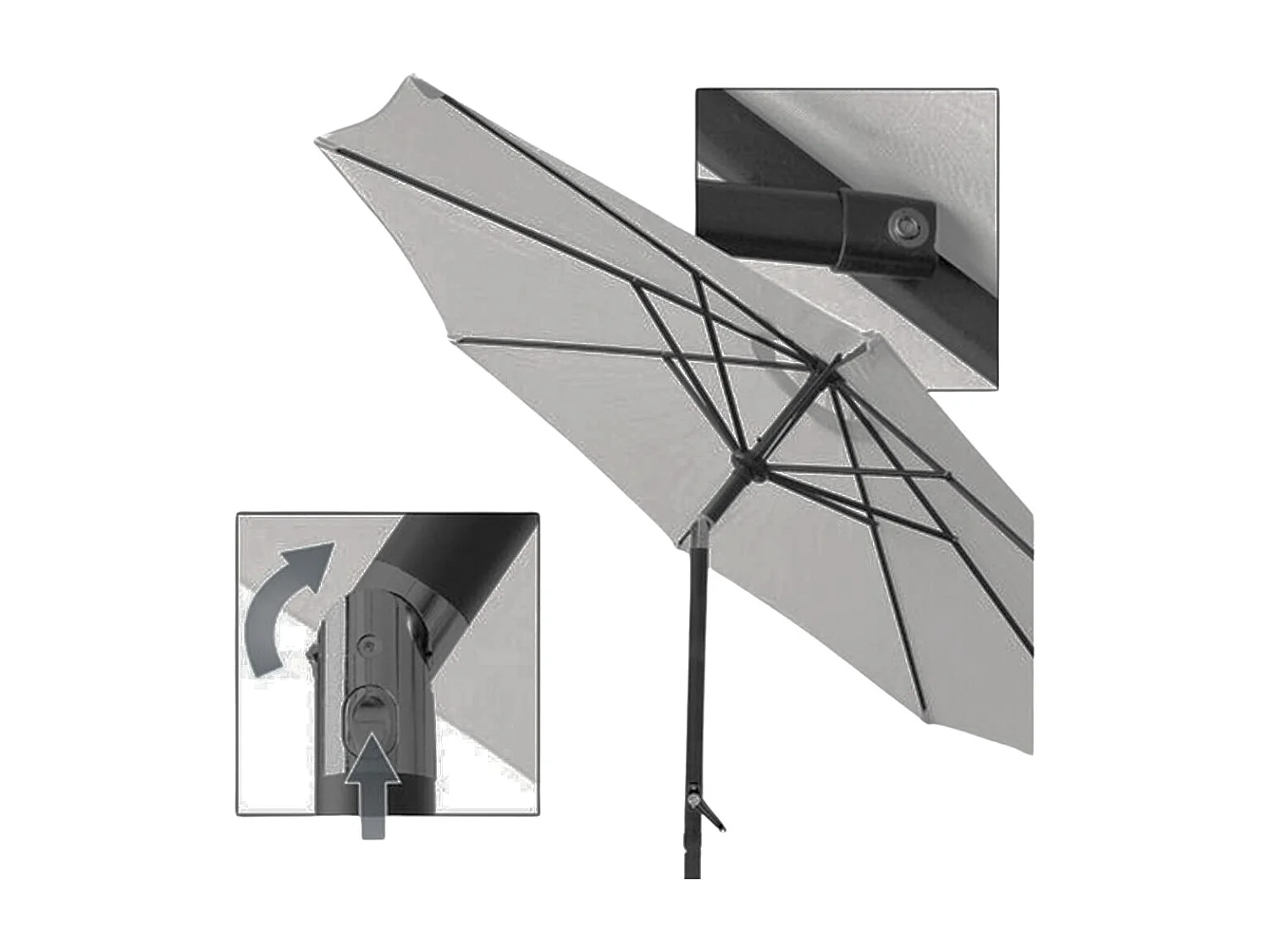 Ombrellone da giardino grigio palo centrale diametro m 2,40 esagonale
