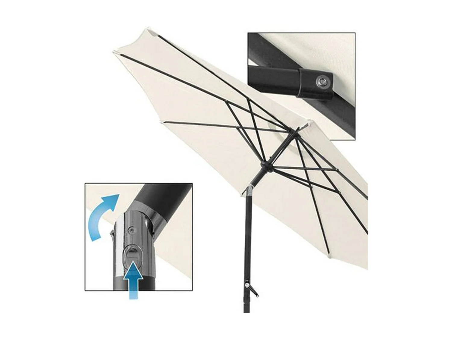 Ombrellone da giardino bianco palo centrale diametro m 2,40 esagonale
