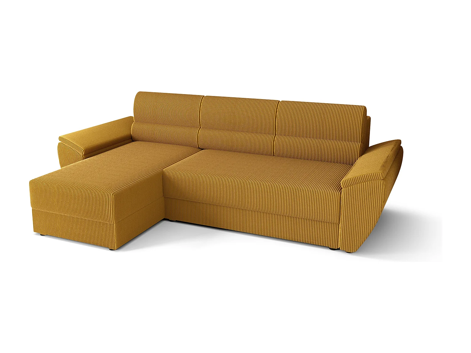 BEDANTE Ecksofa L REBI L2 Poso 01 Links mit Schlaffunktion,Senfton, L-Form, Sofa mit Stauraum, Bettkasten, Wohnzimmersofa, Couch, Sofa, Bettsofa