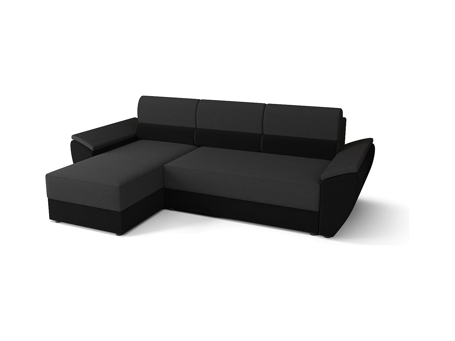 BEDANTE Hoekbank L REBI L2 Rainbow 27/15 Links met slaapfunctie, grijs/zwart, L-vorm, bank met opbergruimte, bedlade, woonkamerbank, bankstel, sofa, slaapbank