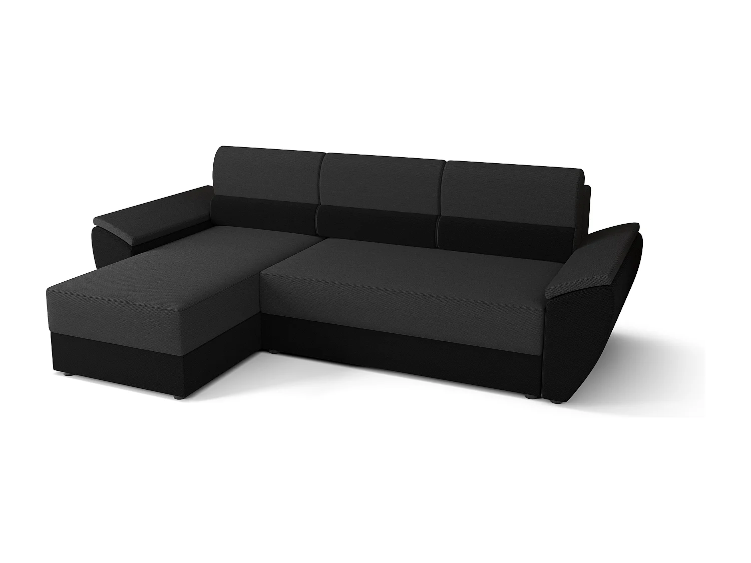 BEDANTE Hoekbank L REBI L2 Rainbow 27/15 Links met slaapfunctie, grijs/zwart, L-vorm, bank met opbergruimte, bedlade, woonkamerbank, bankstel, sofa, slaapbank