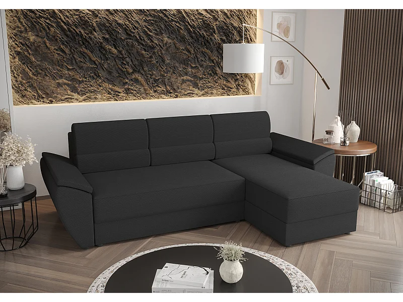 BEDANTE Ecksofa L REBI L2 Rainbow 27 Rechts mit Schlaffunktion, Grau, L-Form, Sofa mit Stauraum, Bettkasten, Wohnzimmersofa, Couch, Sofa, Bettsofa