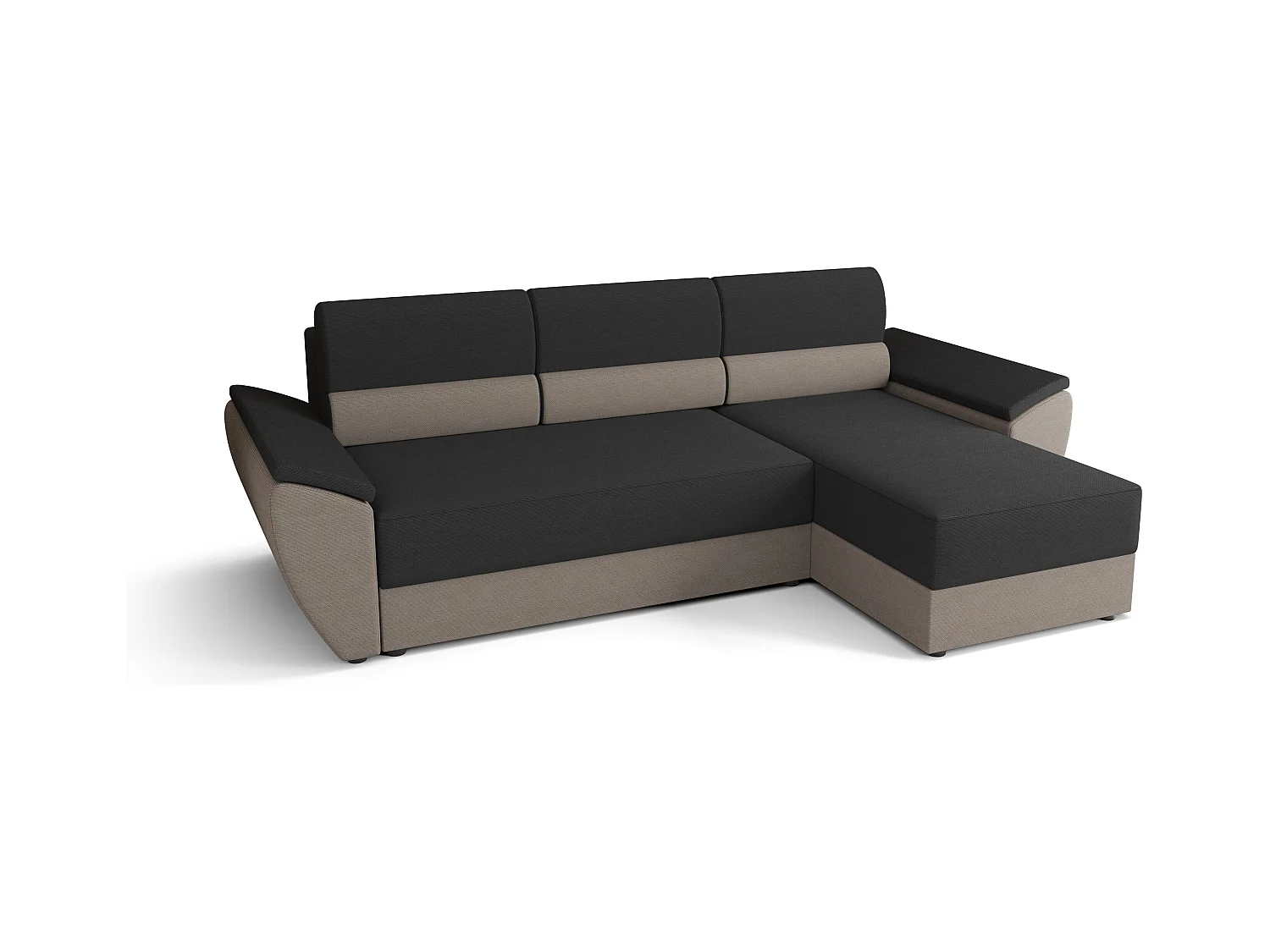 BEDANTE Hoekbank L REBI L2 Rainbow 27/83 Rechts met slaapfunctie, grijs/beige, L-vorm, bank met opbergruimte, bedlade, woonkamerbank, bankstel, sofa, slaapbank