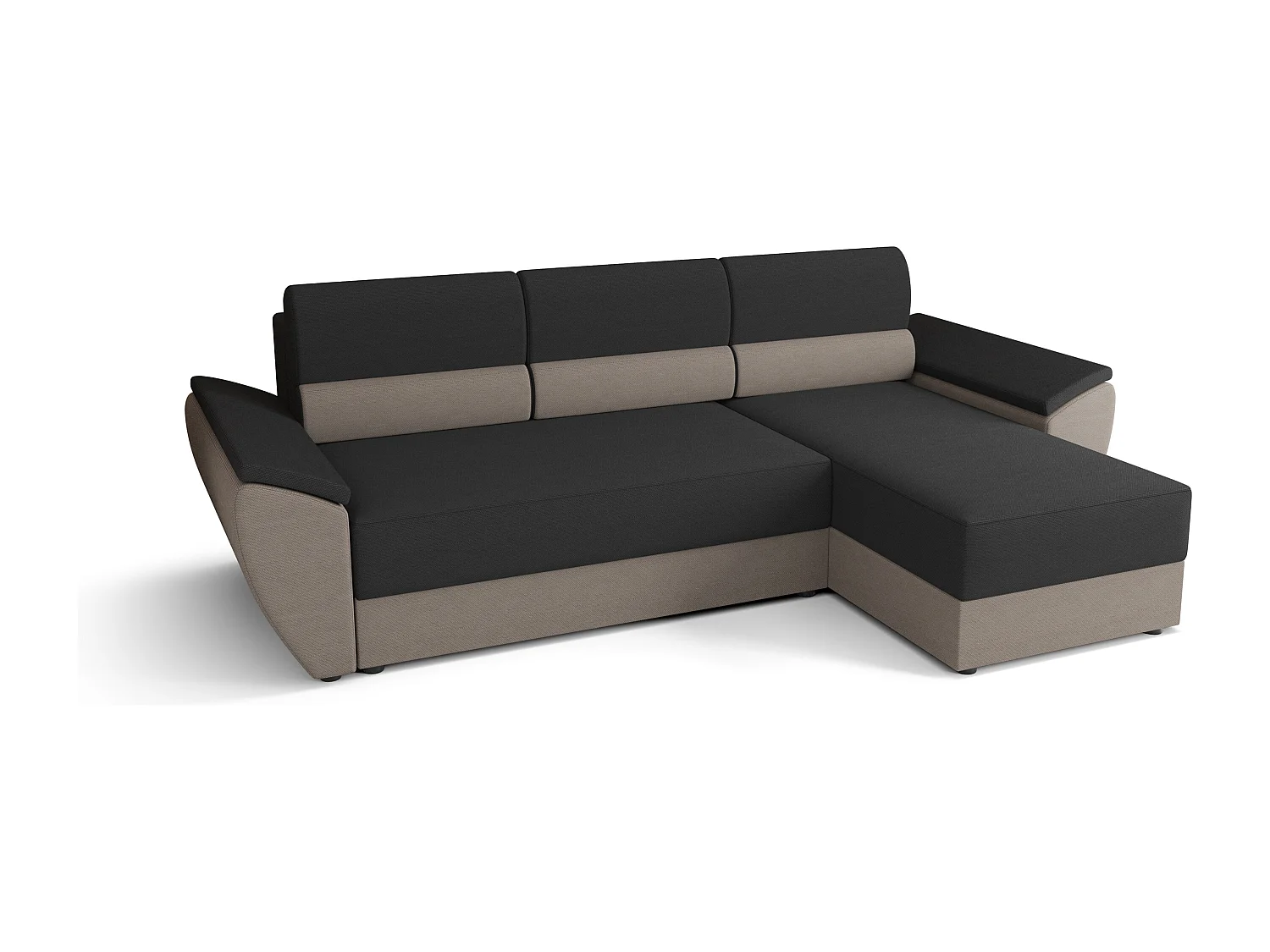 BEDANTE Ecksofa L REBI L2 Rainbow 27/83 Rechts mit Schlaffunktion, Grau/Beige, L-Form, Sofa mit Stauraum, Bettkasten, Wohnzimmersofa, Couch, Sofa, Bettsofa