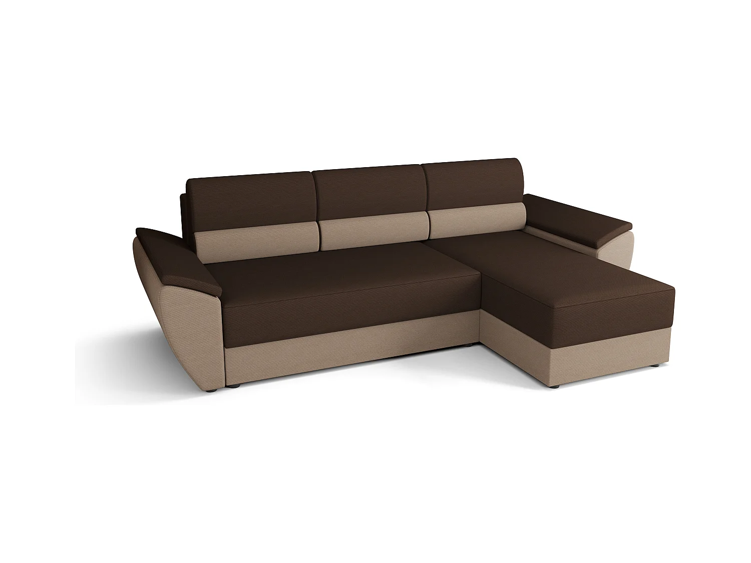 BEDANTE Canapé d’angle L REBI L2 Rainbow 20/05 Droite avec fonction lit, marron/beige, en forme de L