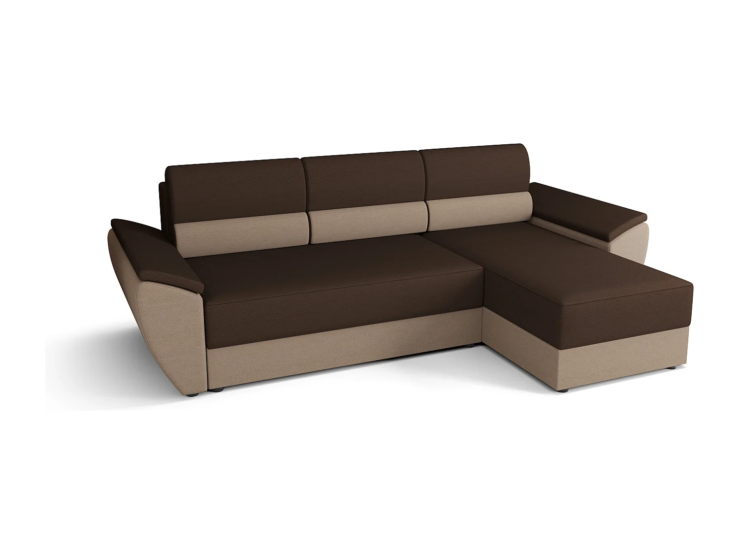 BEDANTE Ecksofa L REBI L2 Rainbow 20/05 Rechts mit Schlaffunktion, Braun/Beige, L-Form, Sofa mit Stauraum, Bettkasten, Wohnzimmersofa, Couch, Sofa, Bettsofa