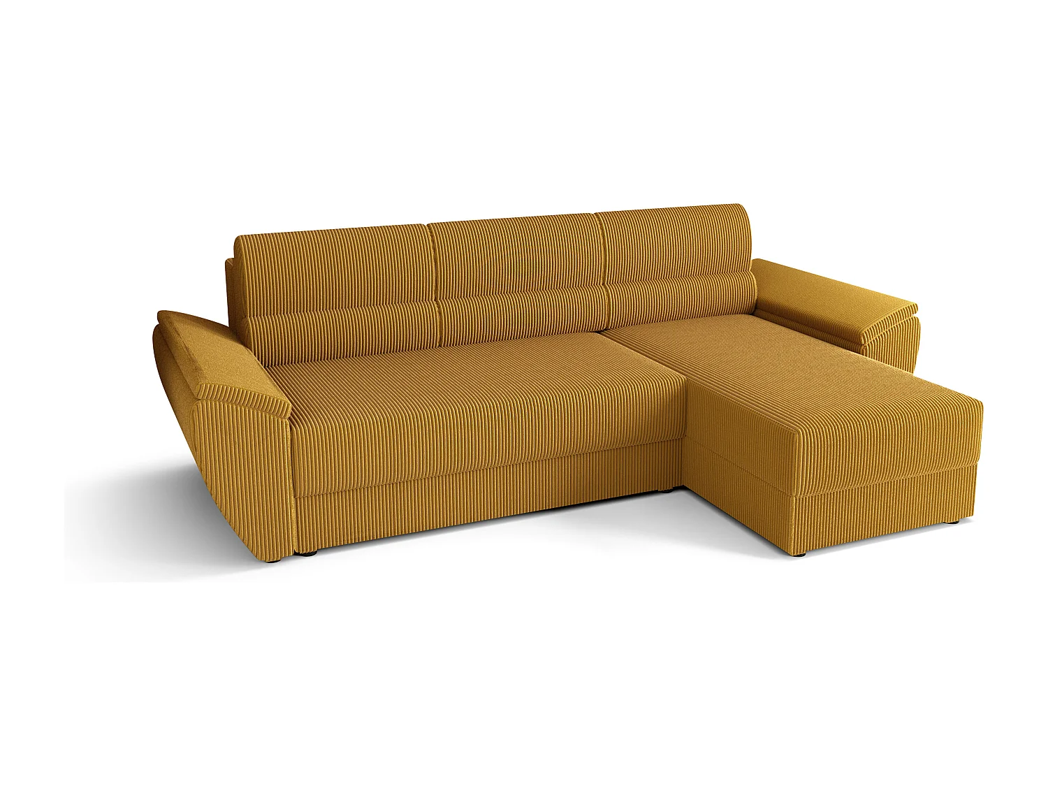 BEDANTE Ecksofa L REBI L2 Poso 01 Rechts mit Schlaffunktion, Senfton, L-Form, Sofa mit Stauraum, Bettkasten, Wohnzimmersofa, Couch, Sofa, Bettsofa