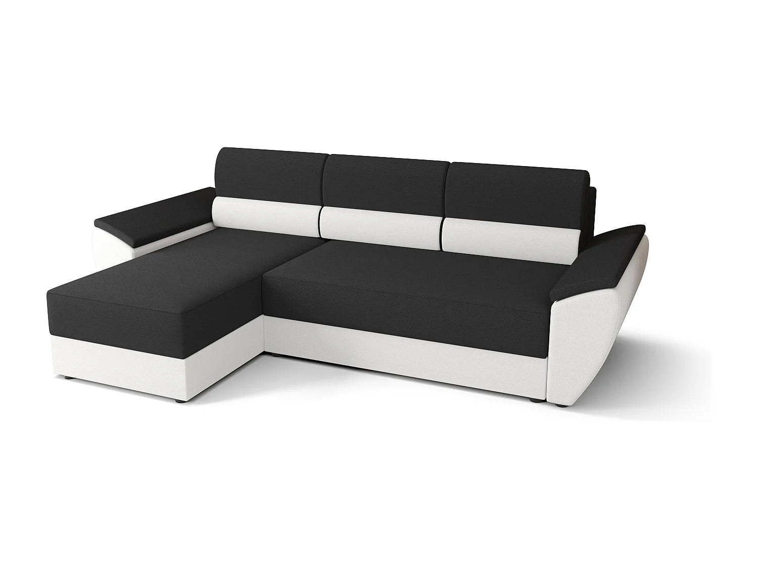 BEDANTE Ecksofa L REBI L2 Rainbow 27/31 Links mit Schlaffunktion, Grau/Weiß, L-Form, Sofa mit Stauraum, Bettkasten, Wohnzimmersofa, Couch, Sofa, Bettsofa