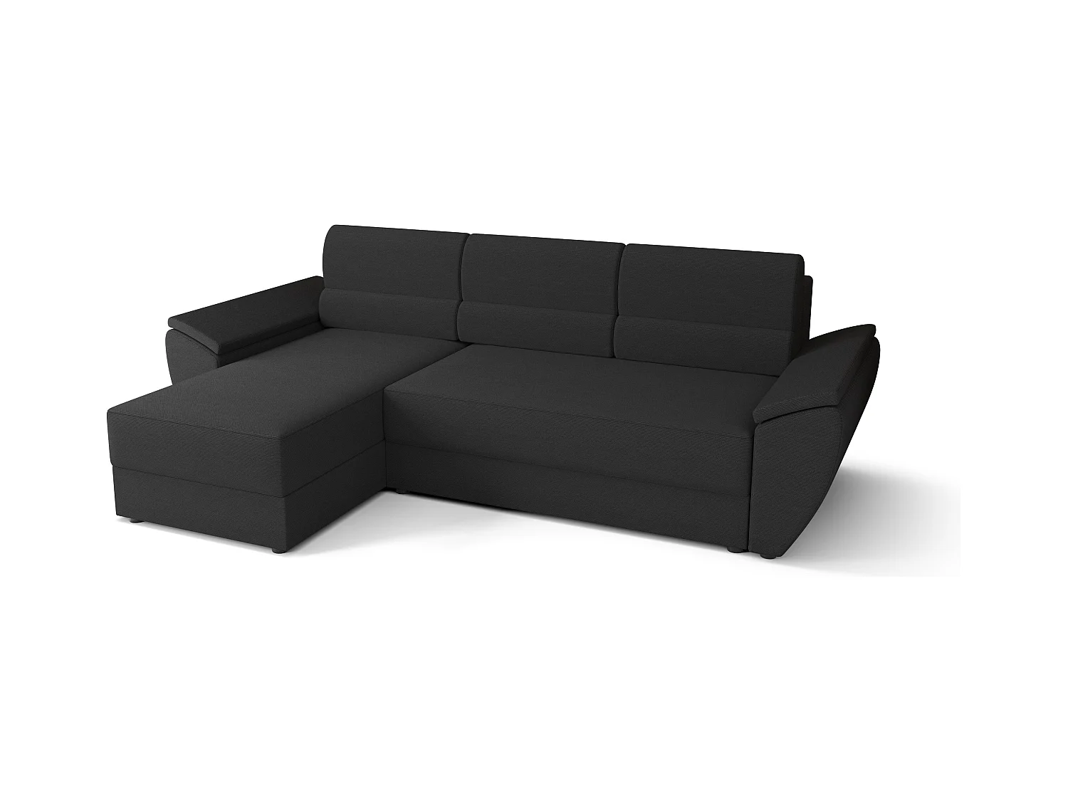 BEDANTE canapé d’angle en L REBI L2 Rainbow 27 gauche avec fonction couchage, gris, forme en L, canapé avec espace de rangement, coffre de lit