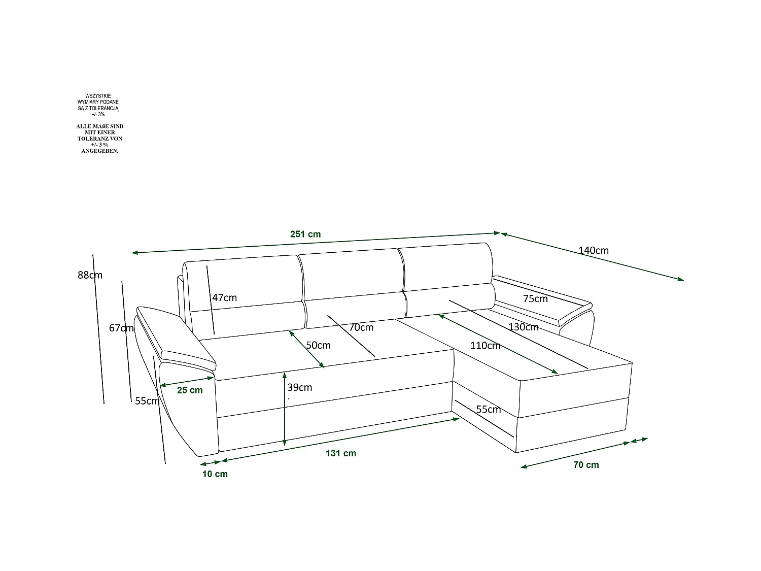 BEDANTE Ecksofa L REBI L2 Poso 05 Rechts mit Schlaffunktion, Dunkelblau, L-Form, Sofa mit Stauraum, Bettkasten, Wohnzimmersofa, Couch, Sofa, Bettsofa