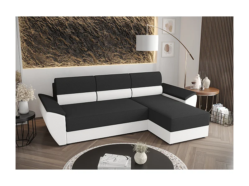 BEDANTE Ecksofa L REBI L2 Rainbow 27/31 Rechts mit Schlaffunktion, Grau/Weiß, L-Form, Sofa mit Stauraum, Bettkasten, Wohnzimmersofa, Couch, Sofa, Bettsofa