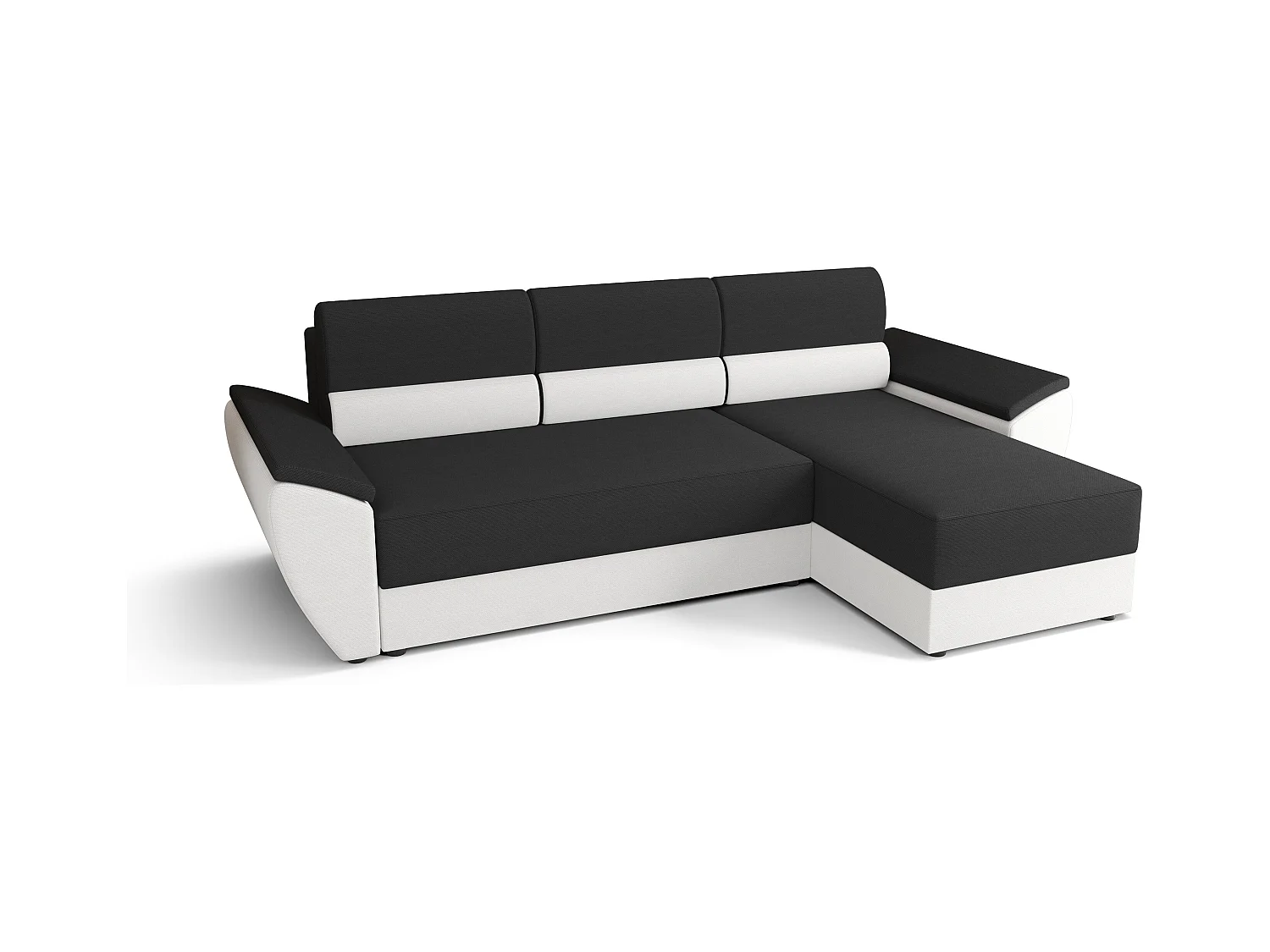 BEDANTE Ecksofa L REBI L2 Rainbow 27/31 Rechts mit Schlaffunktion, Grau/Weiß, L-Form, Sofa mit Stauraum, Bettkasten, Wohnzimmersofa, Couch, Sofa, Bettsofa