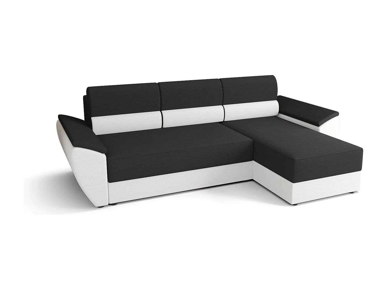 BEDANTE Ecksofa L REBI L2 Rainbow 27/31 Rechts mit Schlaffunktion, Grau/Weiß, L-Form, Sofa mit Stauraum, Bettkasten, Wohnzimmersofa, Couch, Sofa, Bettsofa