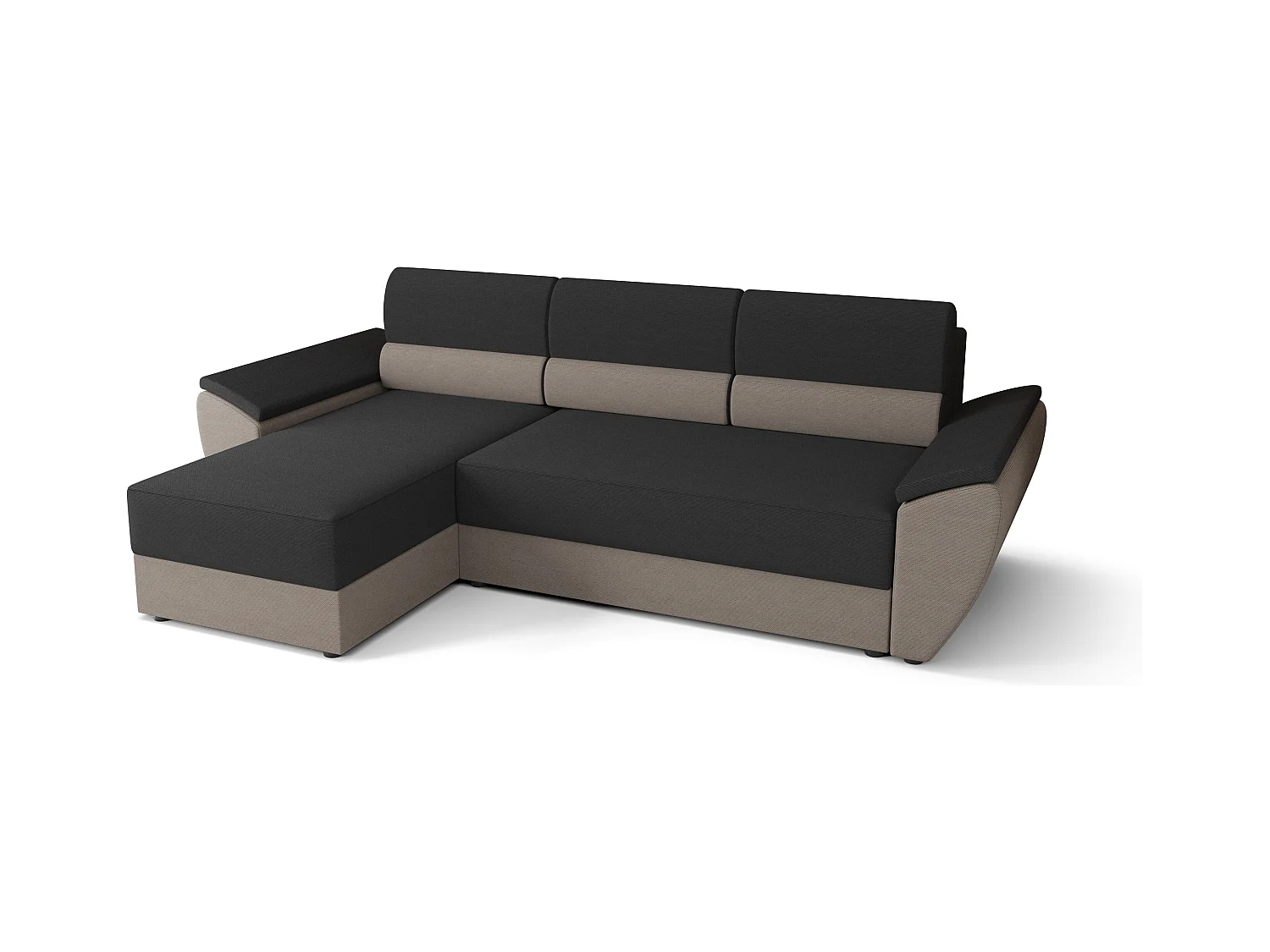 BEDANTE Ecksofa L REBI L2 Rainbow 27/83 Links mit Schlaffunktion, Grau/Beige, L-Form, Sofa mit Stauraum, Bettkasten, Wohnzimmersofa, Couch, Sofa, Bettsofa