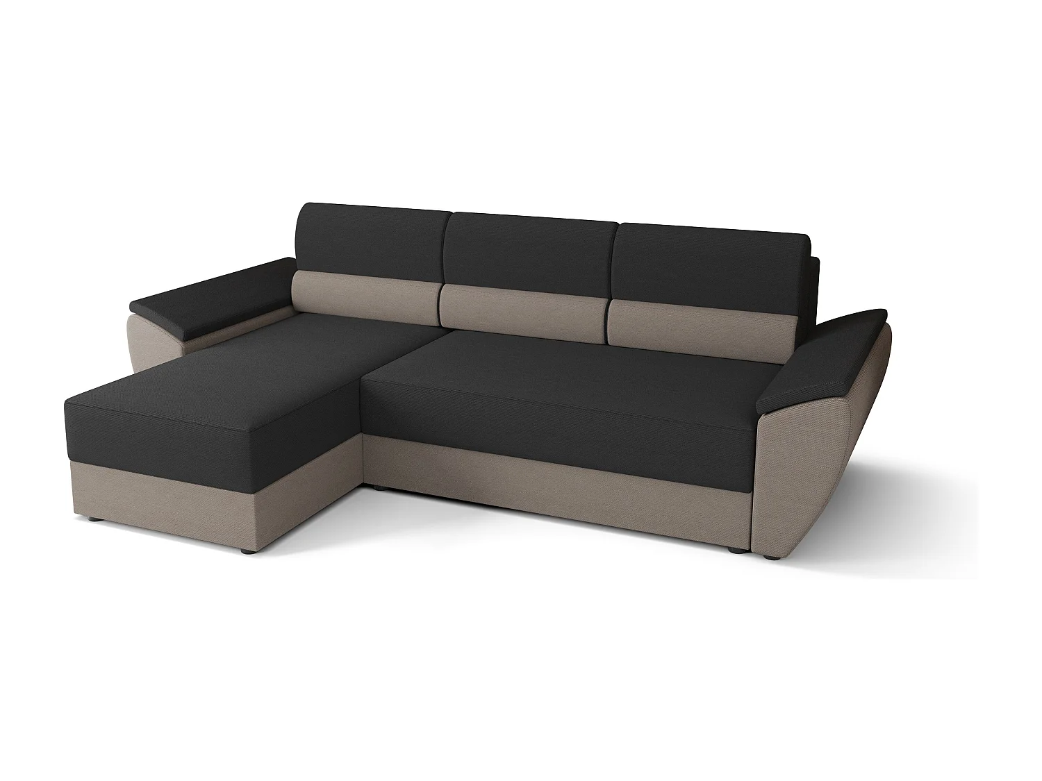 BEDANTE Ecksofa L REBI L2 Rainbow 27/83 Links mit Schlaffunktion, Grau/Beige, L-Form, Sofa mit Stauraum, Bettkasten, Wohnzimmersofa, Couch, Sofa, Bettsofa