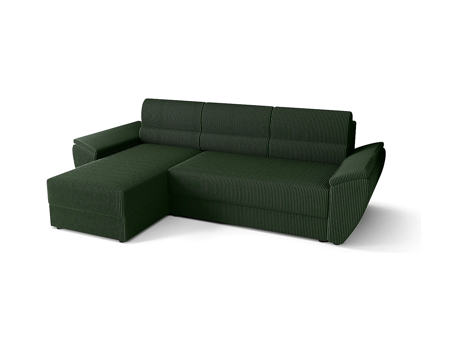 BEDANTE canapé d’angle en L REBI L2 Poso 14 gauche avec fonction couchage, vert, forme en L