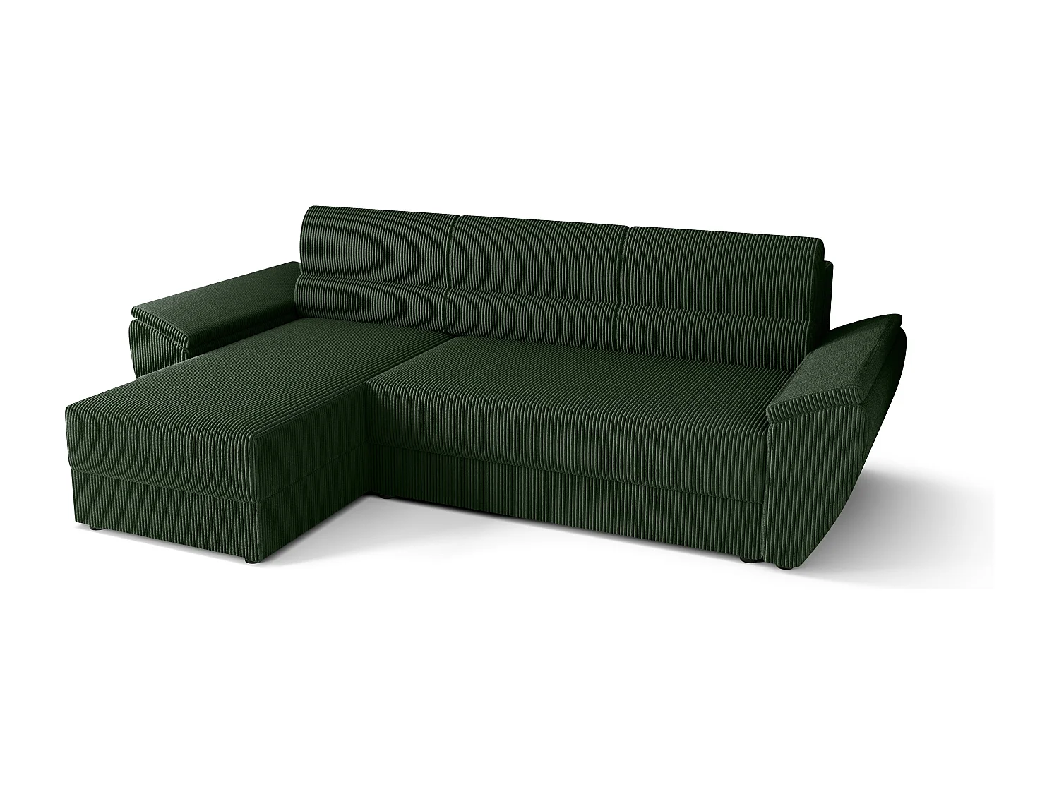 BEDANTE canapé d’angle en L REBI L2 Poso 14 gauche avec fonction couchage, vert, forme en L