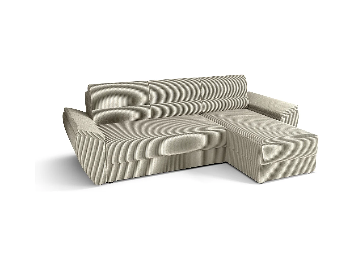 BEDANTE Hoekbank L REBI L2 Poso 100 Rechts met slaapfunctie, beige, L-vorm, bank met opbergruimte, bedlade, woonkamerbank, bankstel, sofa, slaapbank