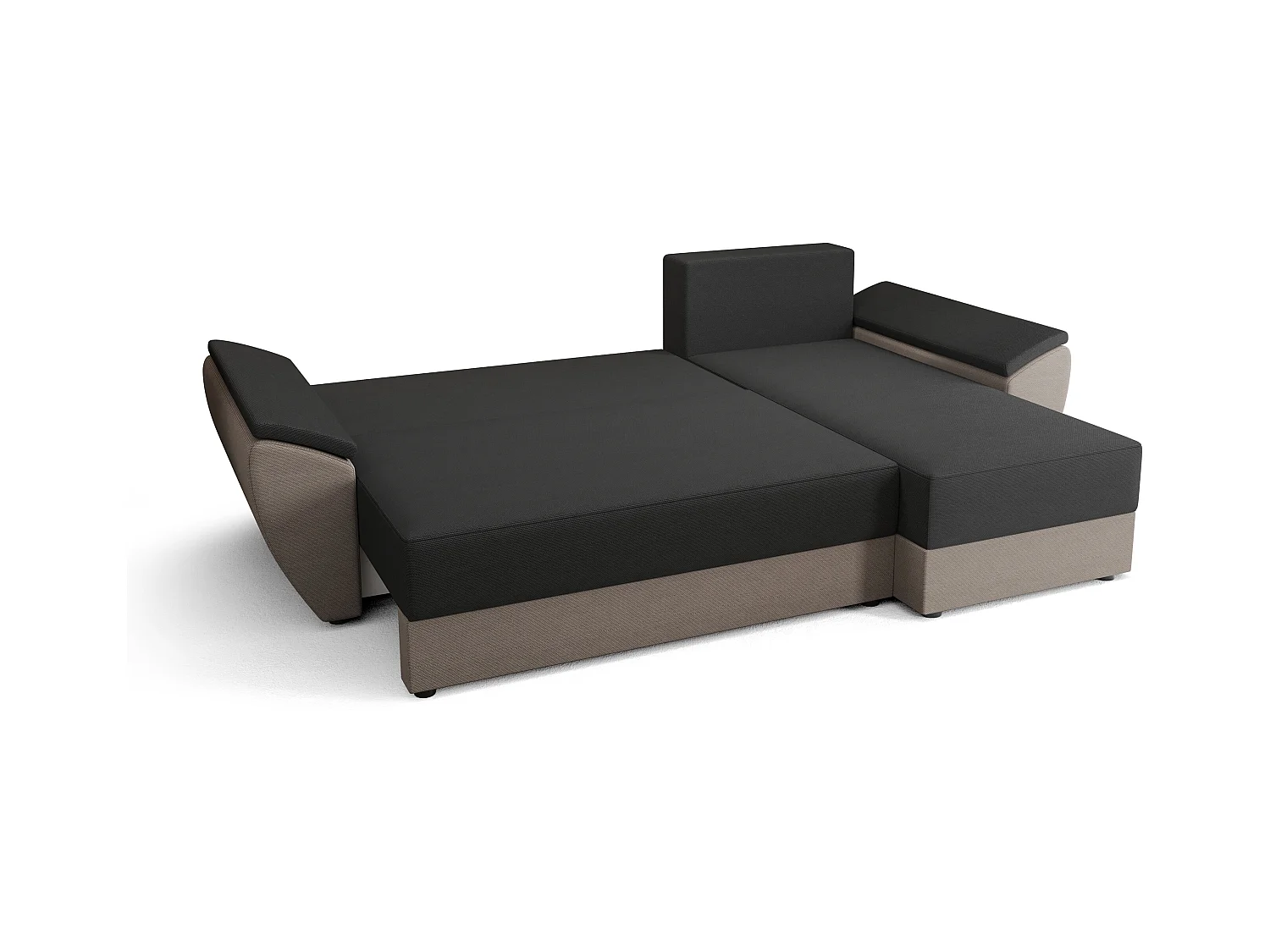 BEDANTE Hoekbank L REBI L2 Poso 100 Rechts met slaapfunctie, beige, L-vorm, bank met opbergruimte, bedlade, woonkamerbank, bankstel, sofa, slaapbank