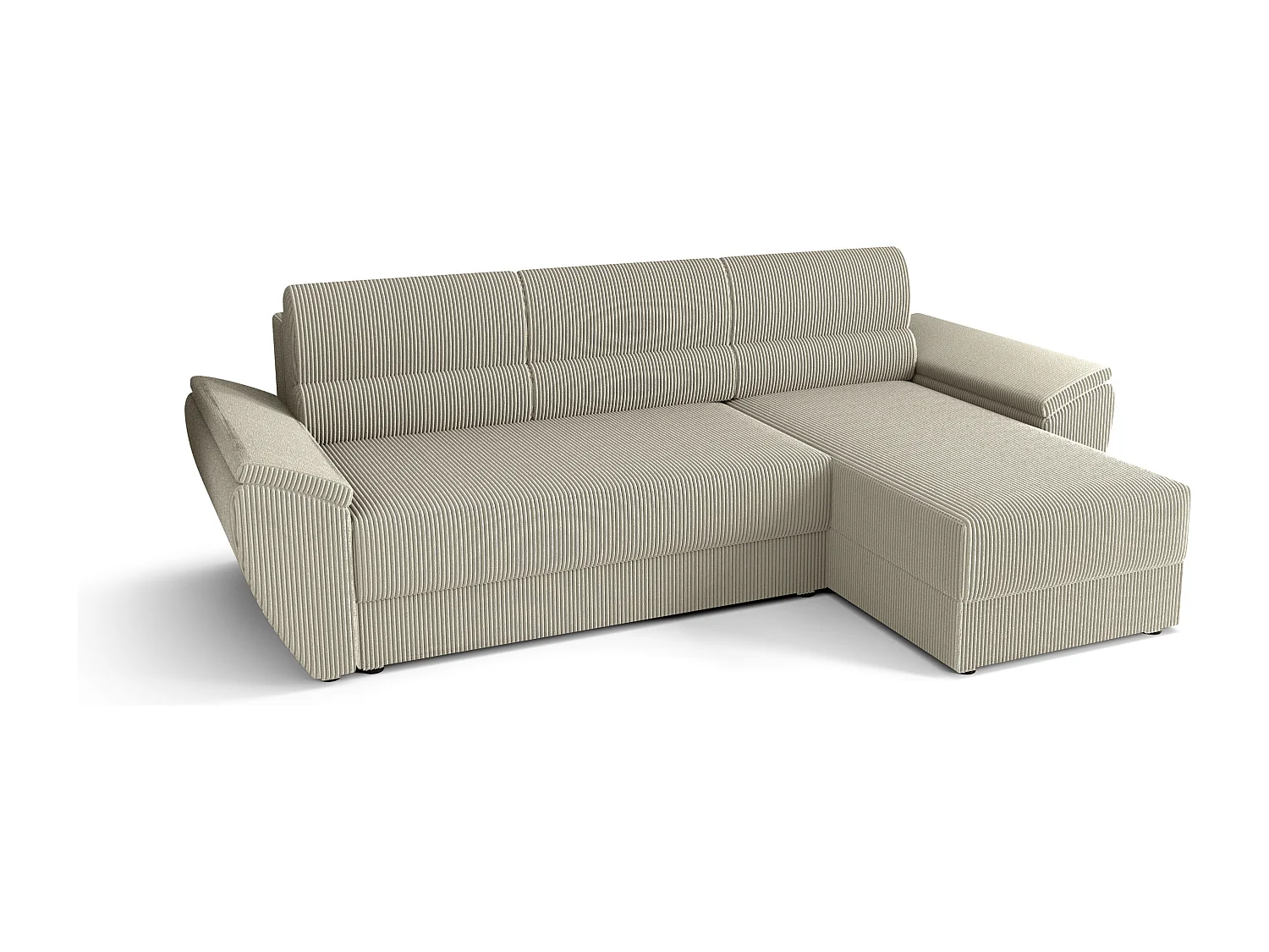 BEDANTE Ecksofa L REBI L2 Poso 100 Rechts mit Schlaffunktion, Beige, L-Form, Sofa mit Stauraum, Bettkasten, Wohnzimmersofa, Couch, Sofa, Bettsofa
