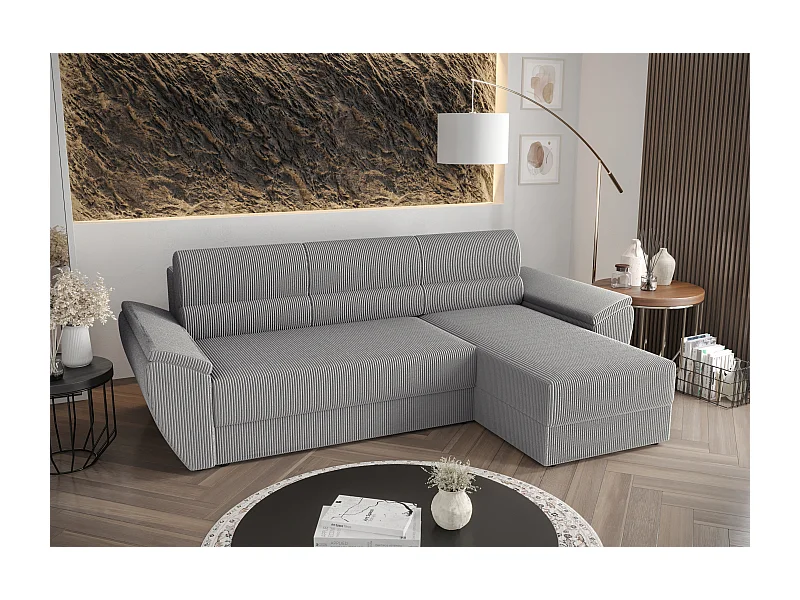 BEDANTE Ecksofa L REBI L2 Poso 110 Rechts mit Schlaffunktion, Hellgrau, L-Form, Sofa mit Stauraum, Bettkasten, Wohnzimmersofa, Couch, Sofa, Bettsofa
